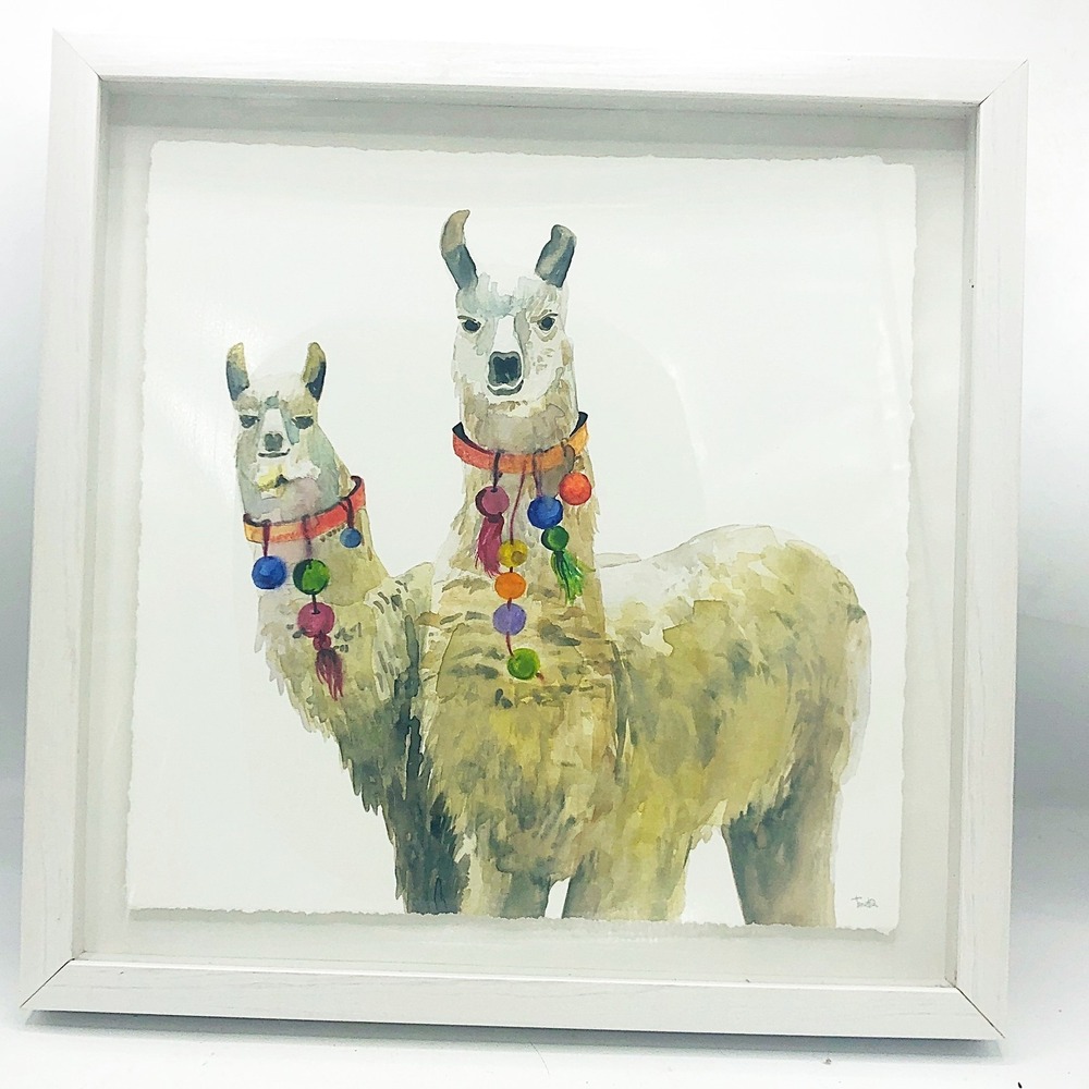 Llama Watercolor Framed Print 12" x 12"